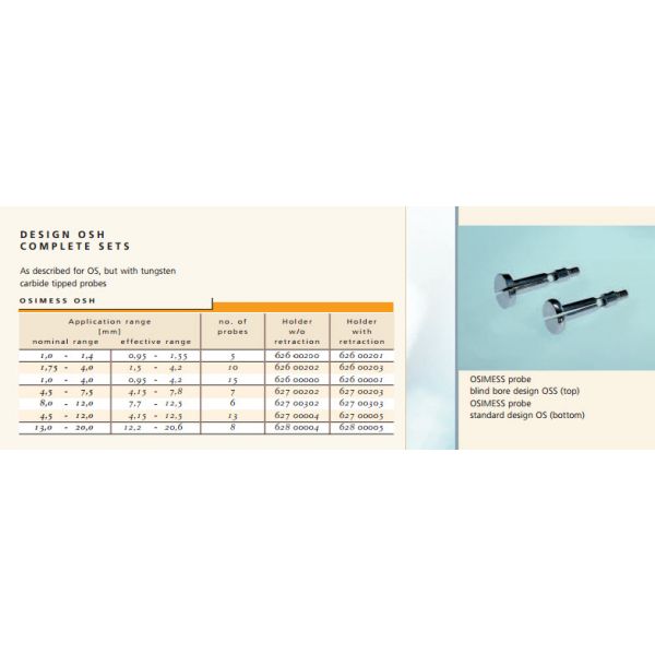 Schwenk OSIMESS 6270401 Split Ball Bore Gauge Sets Nominal range 1-1.4mm effective range .95-1.55mm number of probes 5, Hoder with retraction Model OS, hard chrome design