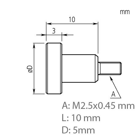 Mitutoyo 21AAA343 Flat Contact Point, 25mm Diameter x 10mm length