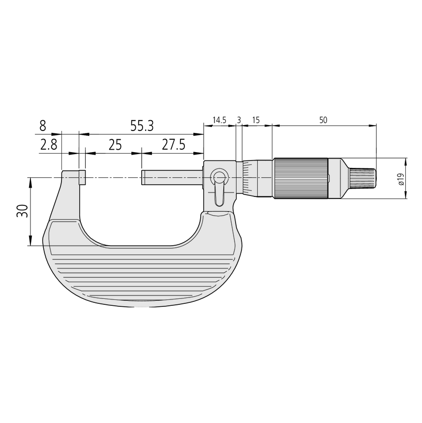 Mitutoyo Ratchet Thimble Micrometer 25-50mm, 0,001mm 102-708
