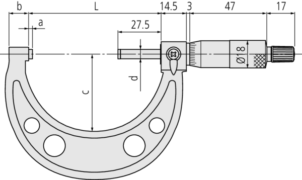 Mitutoyo Imperial Analogue Outside Micrometer 13-14", Ratchet Stop 103-190
