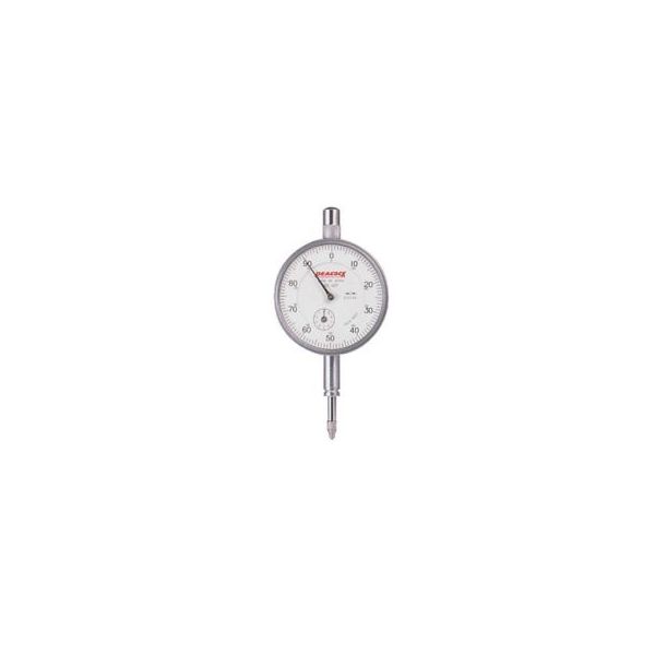 Peacock 107N Dial Indicator, 0-.4'' Range, 0.001'' Resolution, +/-0.001'' Accuracy, 0-100 Dial Reading, With Lug Back, White Face