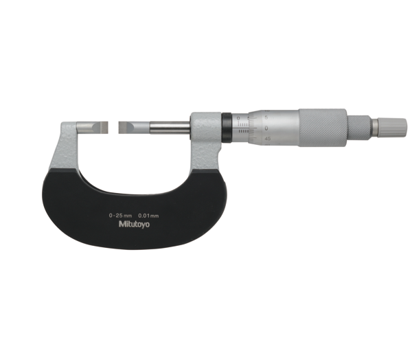 Mitutoyo Blade Micrometer, Carbide-Tipped Blade 0-25mm, 0,4mm Blade 122-141-10