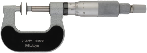 Mitutoyo Disc Micrometer, Non-Rotating Spindle, 0-25mm, Full Faced, D=14,3mm 169-101-10
