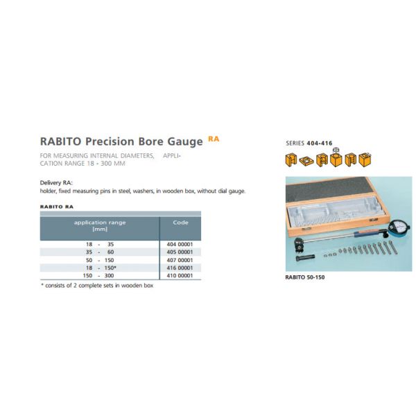 Schwenk 40400001 RABITO Precision Bore Gauge, Range 18 - 35 mm, Without Dial Gauge, Depth 176mm Number of Anvils=9