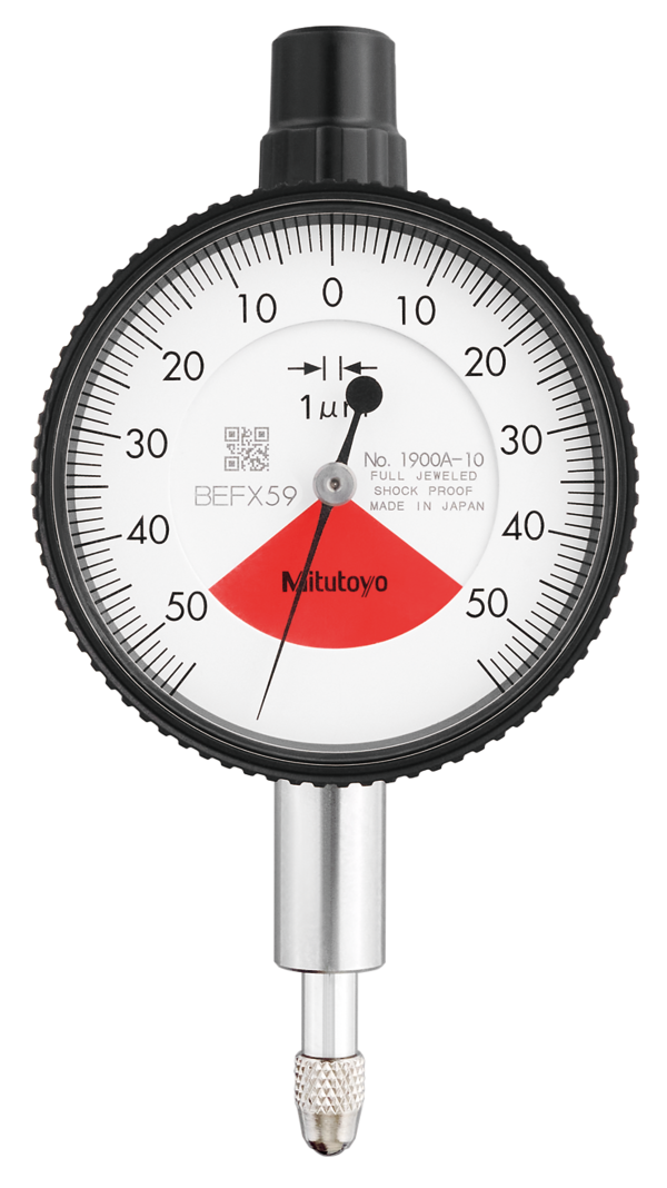 Dial Gauge, Flat Back, ISO Type One Revolution, Jewelled Bearing, Shock- & Dustproof, 0,1mm, 0,001mm 1900AB-72