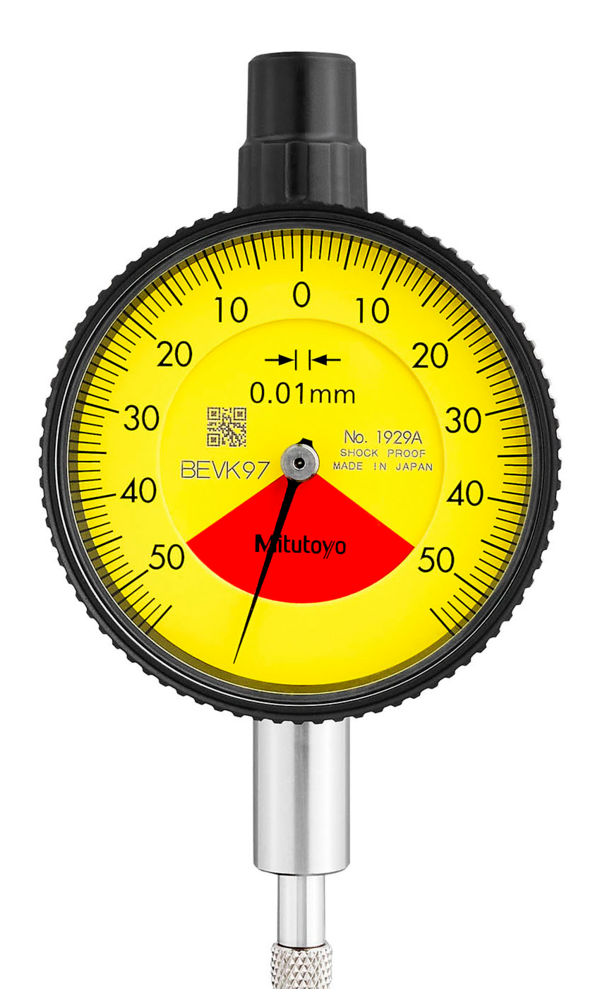 Dial Gauge, Flat Back, ISO Type One Revolution, Shockproof, 1mm, 0,01mm 1929AB