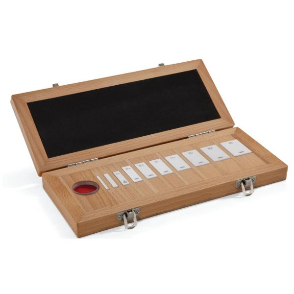 MHC 9100-9160 9 Gauge Blocks, Grade AS-1 .105, .210, .315, .420, .500, .605, .0625, .100,.125, .200,.250,.300,.500,1.000 & 2.000” 1 Optical Flat: 1” Dia. x.5125” Thickness, .000004", Flatness, .00002" Parallel (Copy)