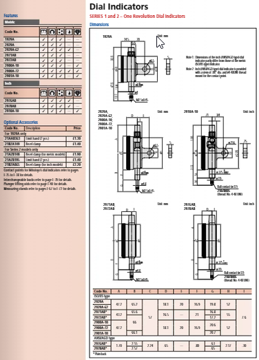 Dial Gauge, Lug Back, ISO Type One Revolution, Jewelled Bearing, Shockproof, 0,16mm, 0,001mm 2901S-10
