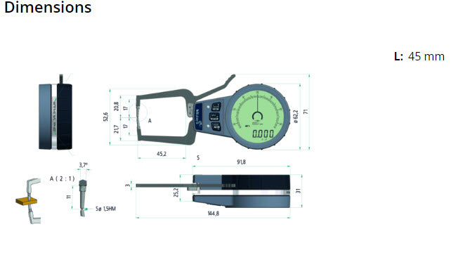Mitutoyo External Digital groove Caliper Gauge 209-926 range 0-15mm( Kroeplin Equivalent C015S)