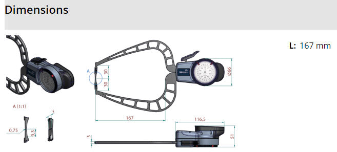 Mitutoyo Internal Dial Caliper Gauge 209-921, 0-50mm ( Kroeplin Equivalent D450)
