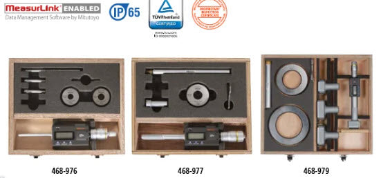 Mitutoyo Digital 3-Point Internal Micrometer Set 0,275-0,5", Interchange. Head IP65, 468-976