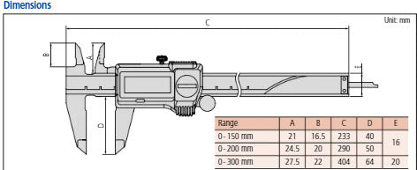 Mitutoyo Digital ABSOLUTE AOS Calipers 0-300mm (0-12") W/O Output Carbide OD/ID Jaws 500-166-30