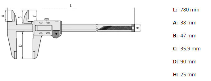 Mitutoyo Digital ABS Caliper 500-501-10, 0-600mm Heavy duty Caliper .01mm with SPC Output