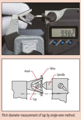 Mitutoyo Digital 3 Flute V-Anvil Micrometer 0,05-0,6" 314-361-30, No grooves