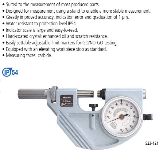 Dial Snap Meter 0-25mm 523-121