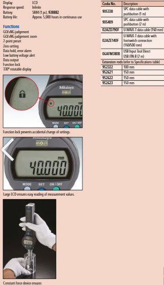 Mitutoyo Digital ABS Borematic (Internal) Inch/Metric, 16.51-20.32mm/.65-.8" 568-465