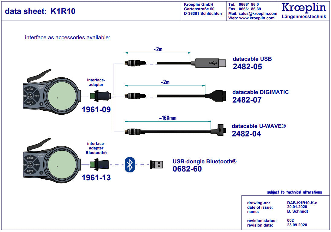Kroeplin Digital Tube Wall Caliper Gauge 0-20mm, 0.001mm K2R20 (Mitutoyo Equivalent 209-933)