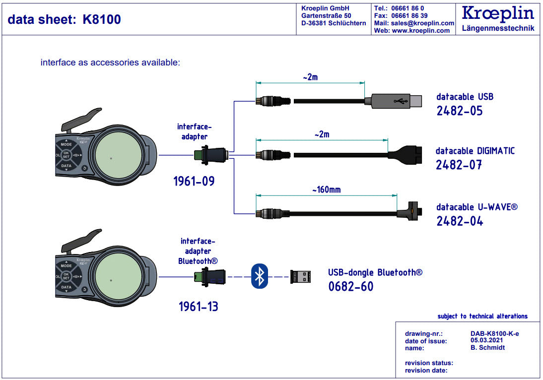 Kroeplin Digital External Caliper Gauge 0-100mm, 0.001mm K8100