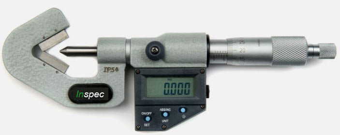 Inspec 231-41-410 Vee Micrometer 3 Flute Range 1-15mm/.05-.6'' Resolution .00005''/.001mm