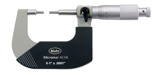 Mahr 40AB Mechanical Micrometers Microbar With Reduced measuring faces Range 0-1'' x .0001'', 4134920
