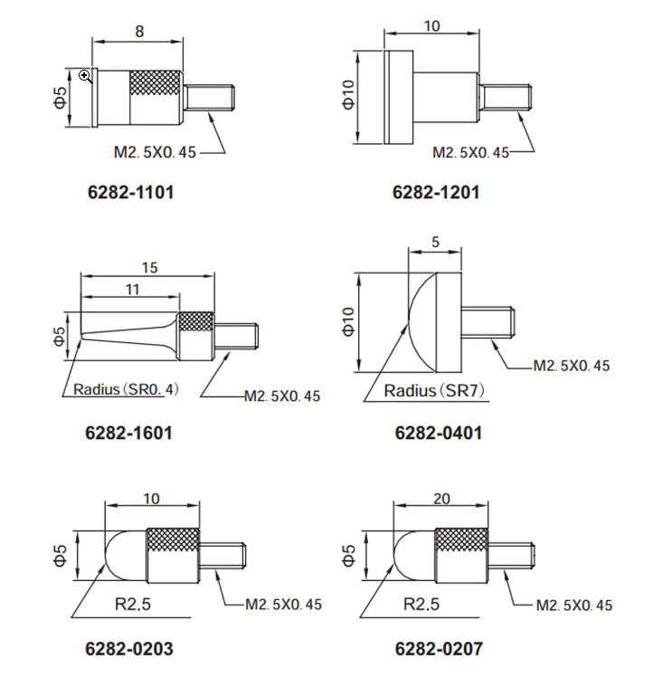 INSIZE Lever contact points 6282-S6, set of contact points for Indicators
