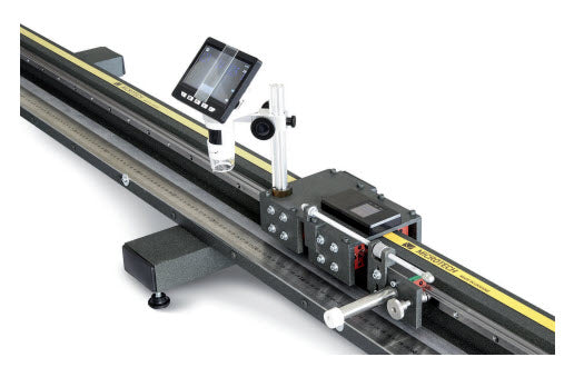 Computerized ruler & tape calibrator Wireless with LED microscope 0-2000mm x .01 system 258020005 with Wireless & Umm Stand equipped with computerized micron measuring SB data output and hi-res 12 inch LED microscope.