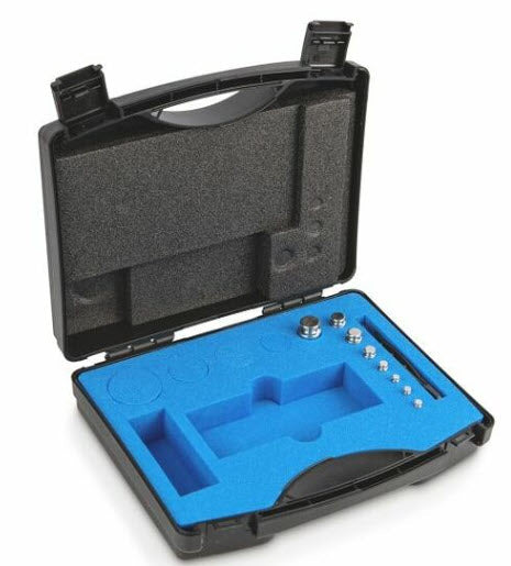 Kern 314-024-600 E2 Weight Sets 1g - 50g in a lined plastic case Cylindrical shape, polished stainless steel Dust-brush, tweezers and gloves to handle the weights included, DKD Certificate of Calibration Included