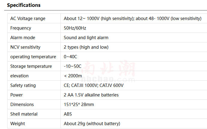 Yowexa Yw-322 Digital Tester AC Voltage Detector High Sensitivity: 12 V to 1000 VLow Sensitivity: 48 V to 1000 V
