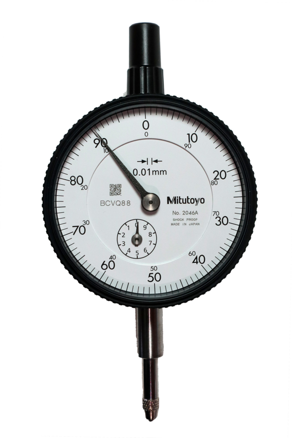 Dial Gauge, Flat Back, ISO Type 10mm, 0,01mm 2046AB