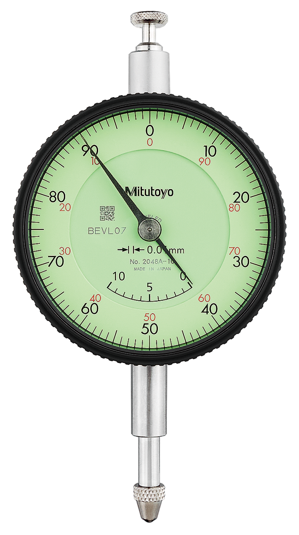 Dial Gauge, Flat Back, ISO Type Adjustable Pointer Type, 10mm, 0,01mm 2048AB-10
