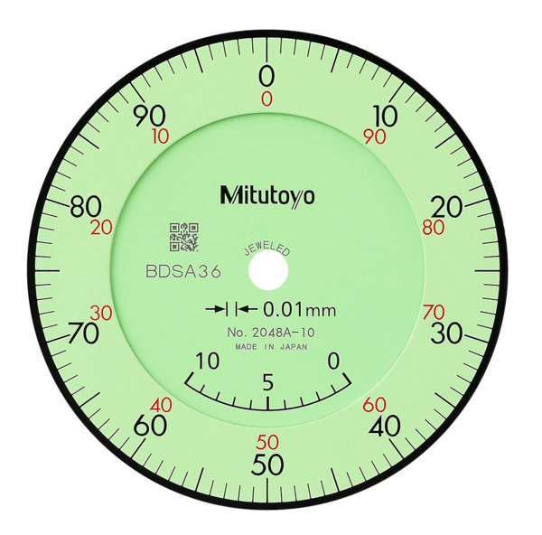 Dial Gauge, Flat Back, ISO Type Adjustable Pointer Type, 10mm, 0,01mm 2048AB-10