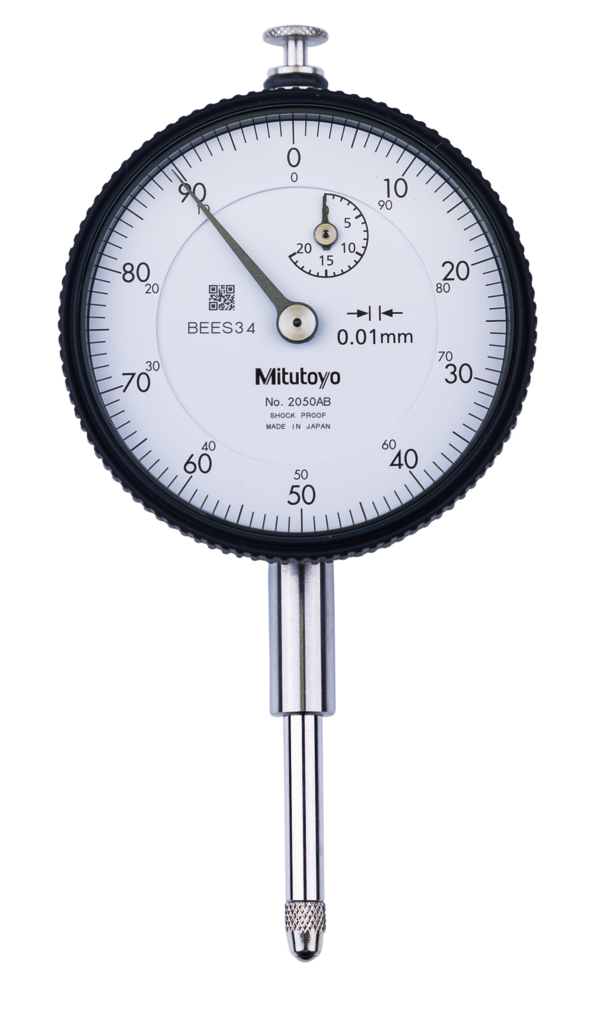 Mitutoyo Dial Indicator, 8mm Stem Dia., Lug Back, Reading 0-100 , Dial Diameter 57mm , Range 0-20mm , Graduation 0.01mm , Accuracy +/-0.02mm 2050F