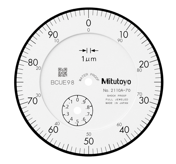 Dial Gauge, Flat Back, ISO Type Jewelled Bearing, Shockproof, 1mm, 0,001mm 2110AB-10