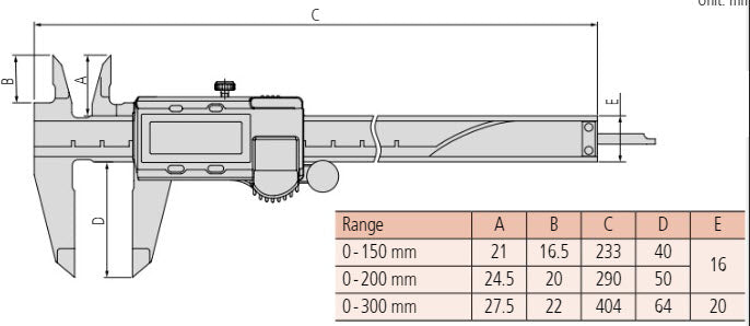 Mitutoyo ABSOLUTE AOS Calipers 0-300mm Square Depth Rod & Thumb Roller 500-173-30