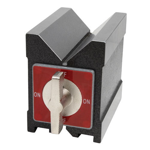 MHC 285-2412 Magnetic Vee Blocks Double sided with on off switch : 100 x 70 x 95mm Capacity 6-67mm Magnetic power : 80kgs Supplied : Single Piece