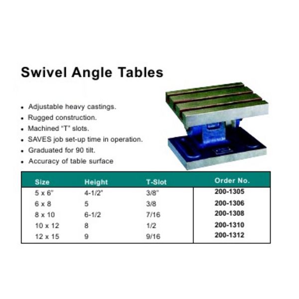 MHC 200-1310 Swivel Angle Plates Size : 10 x 12" , Height 8", T-Slot 1/2", Graduated for 90 degree tilt
