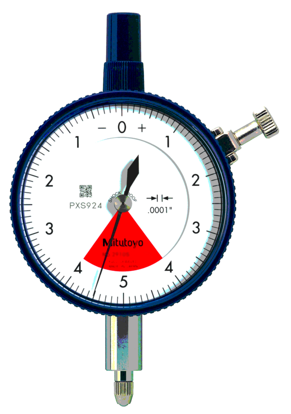 Dial Gauge, Flat Back, ANSI/AGD Type One Revolution, Jewelled Bearing, Shockproof, 0,008", 0,0001" 2910AB-10