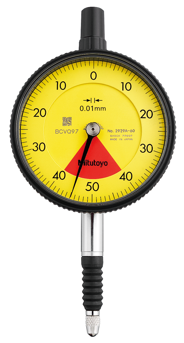 Dial Gauge, Lug Back, ISO Type One Revolution, Shock- & Dustproof, 0,8mm, 0,01mm 2929S-62