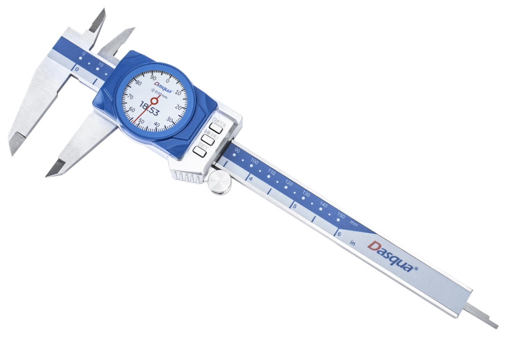 Dasqua Digital Dial Calipers 6" / 150mm IP67 Electronic Micrometer 0.0005'' Inch,Metric and Fractional Conversion Shockproof Measuring Tool with Case