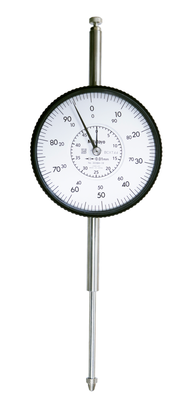 Dial Gauge, Flat Back, ISO Type Jewelled Bearing, Shockproof, 50mm, 0,01mm 3058AB-19