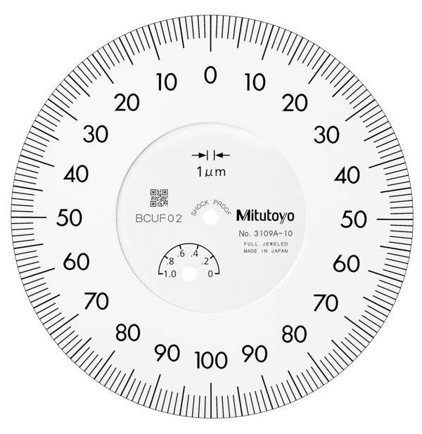 Dial Gauge, Flat Back, ISO Type Jewelled Bearing, Shockproof, 1mm, 0,001mm 3109AB-10