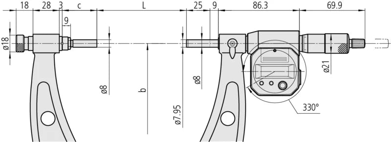 Digital Micrometer Interchangeable Anvil 340-524