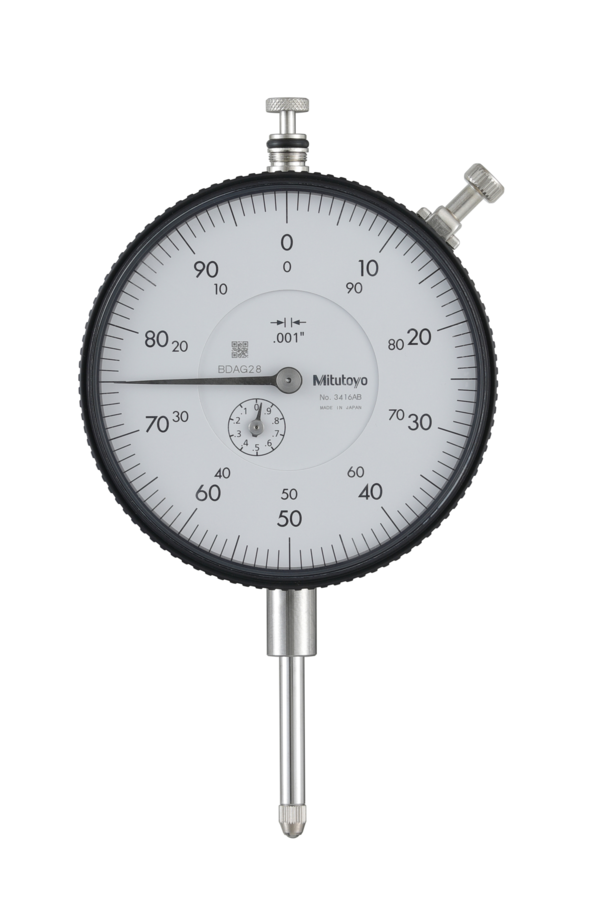 Dial Gauge, Flat Back, ANSI/AGD Type 1", 0,001" 3416AB Face Dian 3.07"