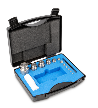 Kern 344-054-600, Kern M1 Sets 1g - 500g in a plastic case Cylindrical shape, polished stainless steel Dust-brush, tweezers and gloves to handle the weights. DKD Certificate of Calibration Included