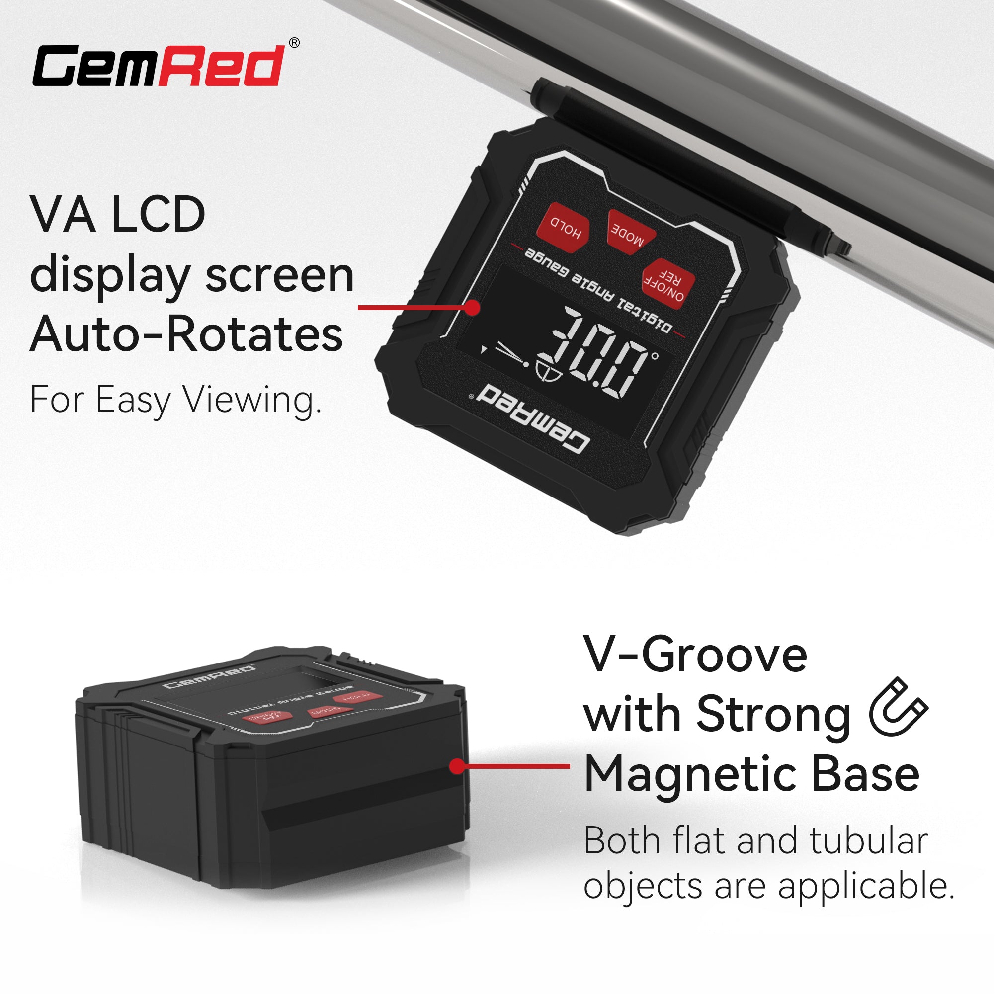 GemRed LCD Digital Angle Gauge Model: 82432-A, Range 2 x 180° Accuracy ±0.2°