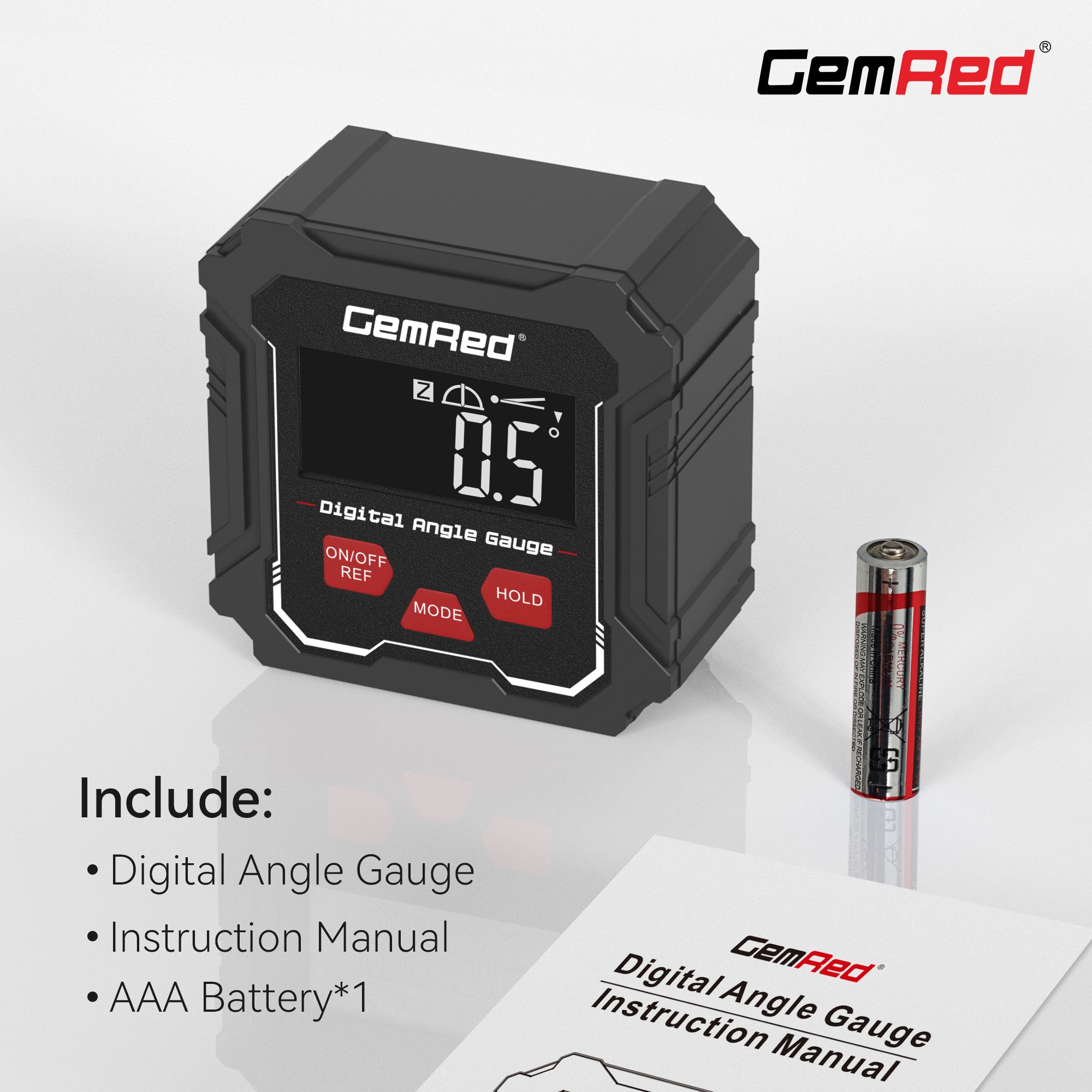 GemRed LCD Digital Angle Gauge Model: 82432-A, Range 2 x 180° Accuracy ±0.2°