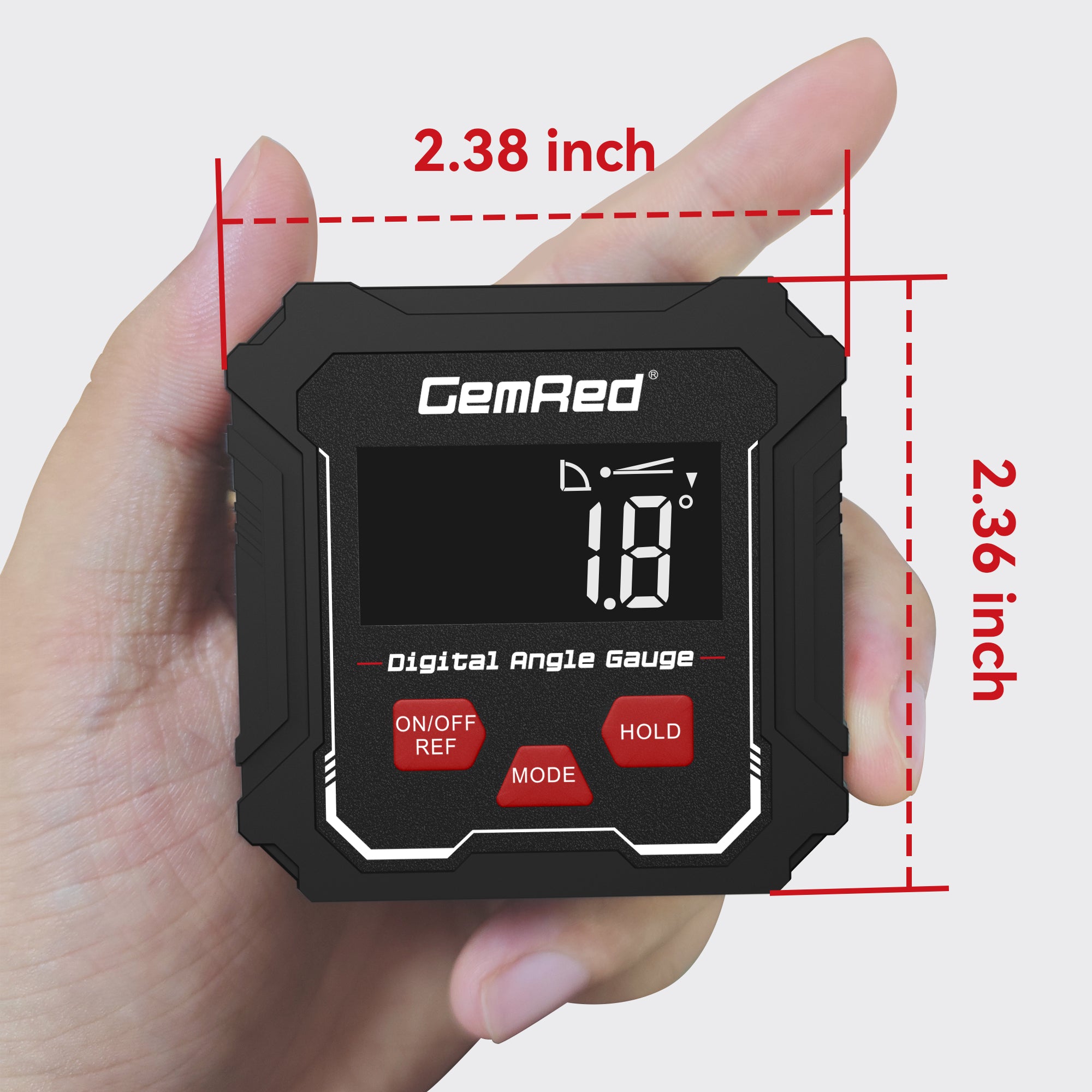 GemRed LCD Digital Angle Gauge Model: 82432-A, Range 2 x 180° Accuracy ±0.2°