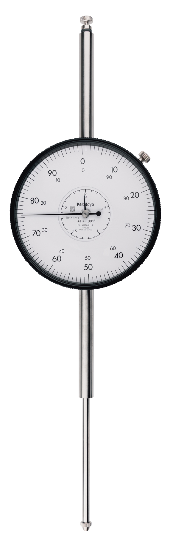 Dial Gauge, Flat Back, ANSI/AGD Type Jewelled Bearing, Shockproof, 3", 0,001" 4887AB-19 Face 3.62"