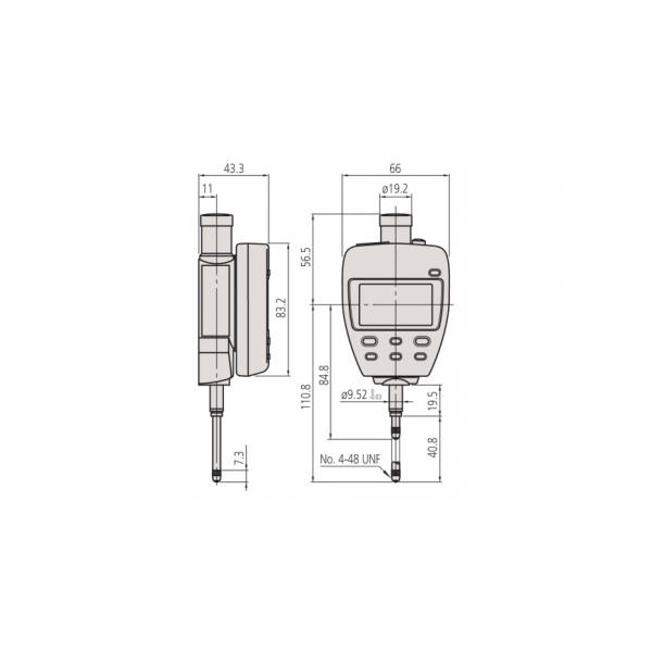Mitutoyo Series 543-552E IDF ABS Digimatic model Accuracy:0.003mm Meas. Force:1.8N No.:543-552E Range:25mm/1" Resolution (switchable):0.001mm/0.01mm (0.00005"/0.0005"/0.0001"/0.001")
