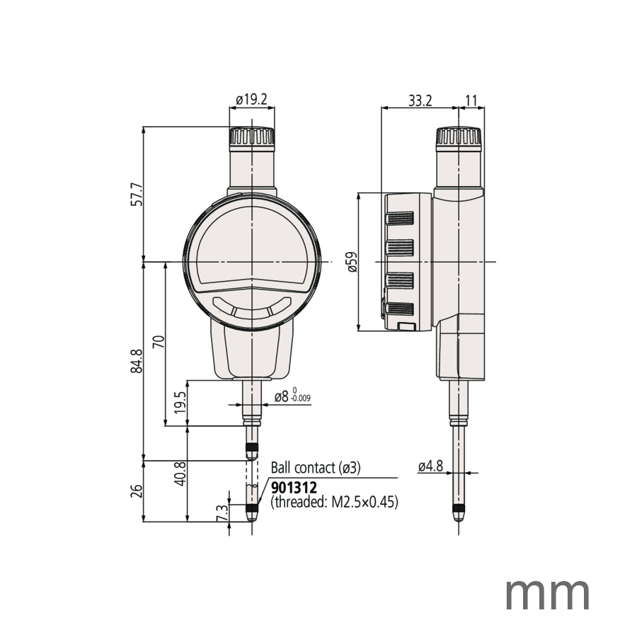 Mitutoyo 543-725B (0.01mm) Flat Back Digital Indicator ID-C 0-25mm